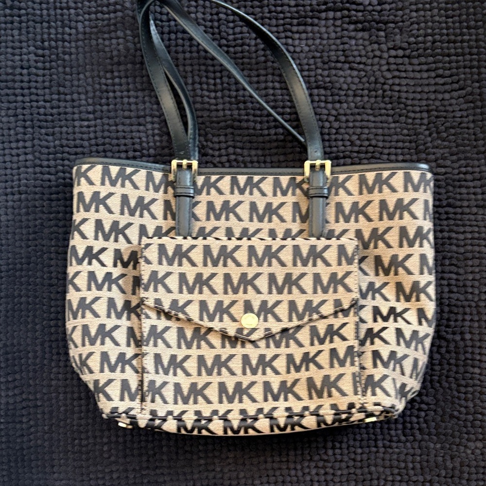 Michael Kors Black and Brown Signature Tote